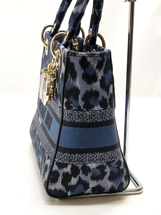 Authentic Dior Lady Dior Leopard Canvas Bag | Christian Dior Top Handle - Picture 4 of 16
